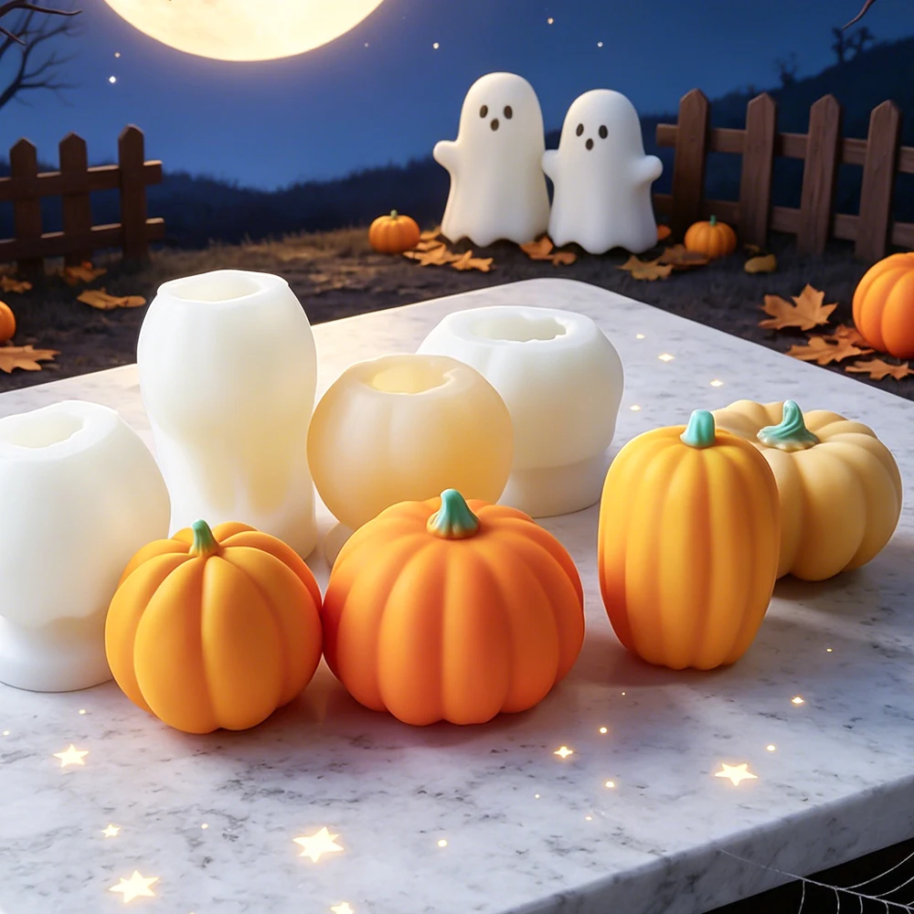 Halloween Pumpkin Silicone Mold DIY Aromatherapy Candles Epoxy Resin Plaster Ornaments Mould Handmade Soap Candle Making