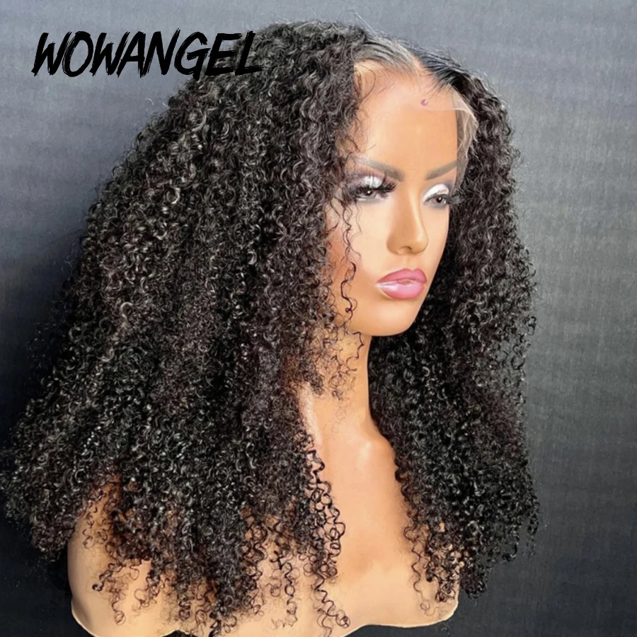 250% parrucca riccia Afro crespo 5 x5 HD chiusura in pizzo parrucche capelli malesi invisibile trasparente chiusura in pizzo HD parrucca per capelli umani per donna