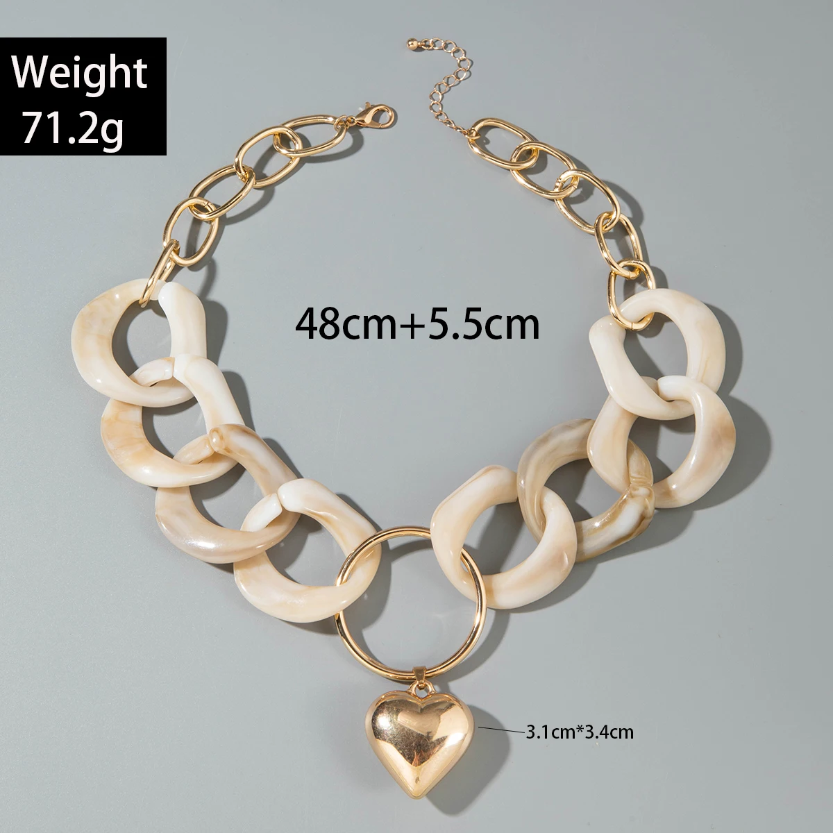 Docona New Gothic Acrylic Geometric Hollow Chain Imitation Peach Heart Pendant Women's Summer Vacation Party Jewelry Gift