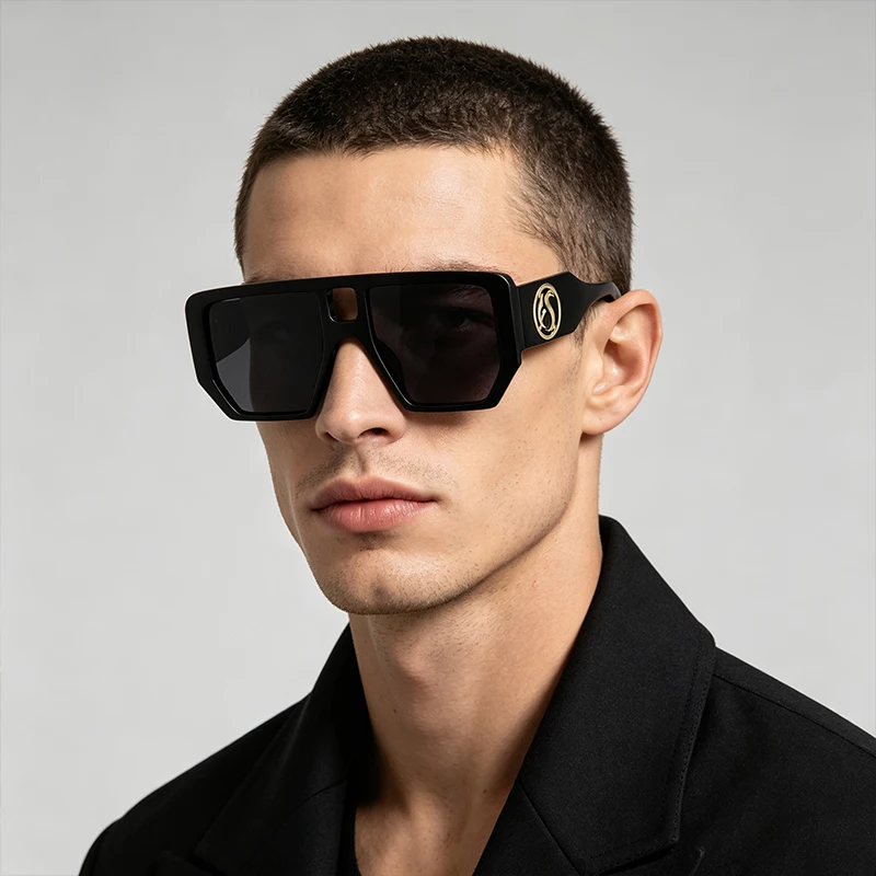 Oversized Square Black Sunglasses for Women Men Fashion Luxury Wide Big Frame UV400 Hip Hop Statement Shades Streetwear Eyewear