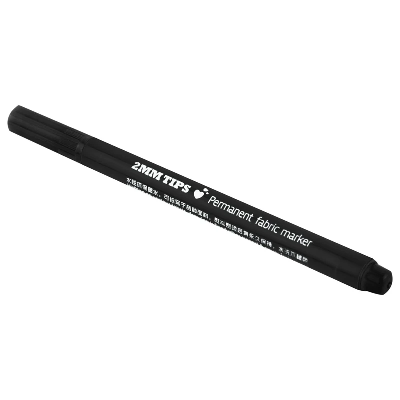 2Pcs Fabric Marker Pens Permanent Colors For DIY Textile Clothes T-Shirt Shoes - White & Black