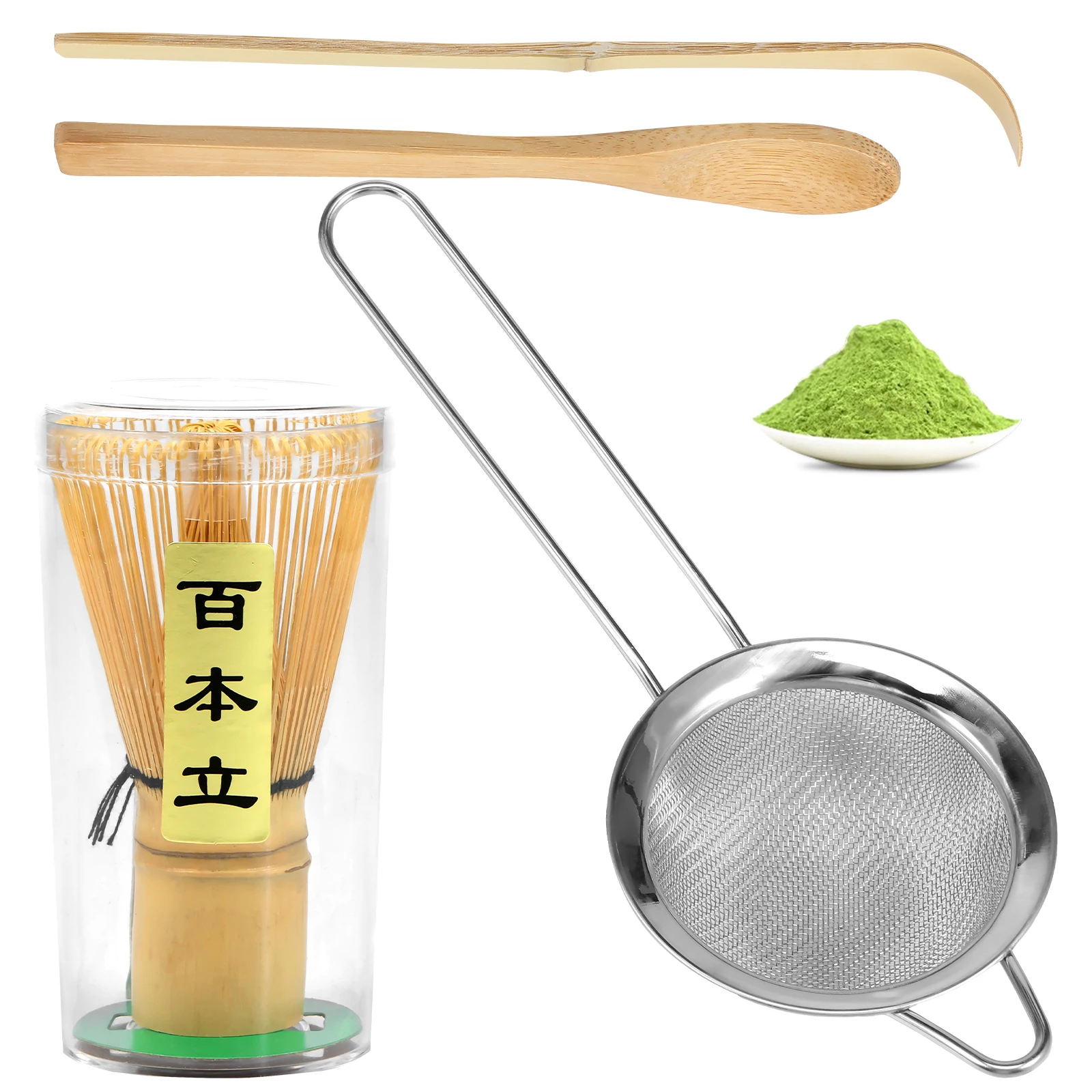 5 Stück Matcha Schneebesen Set traditionelles Teese rvice Bambus Matcha Schneebesen Tee schaufel tiefe Schaufel Edelstahl Teesieb Geburtstags geschenke