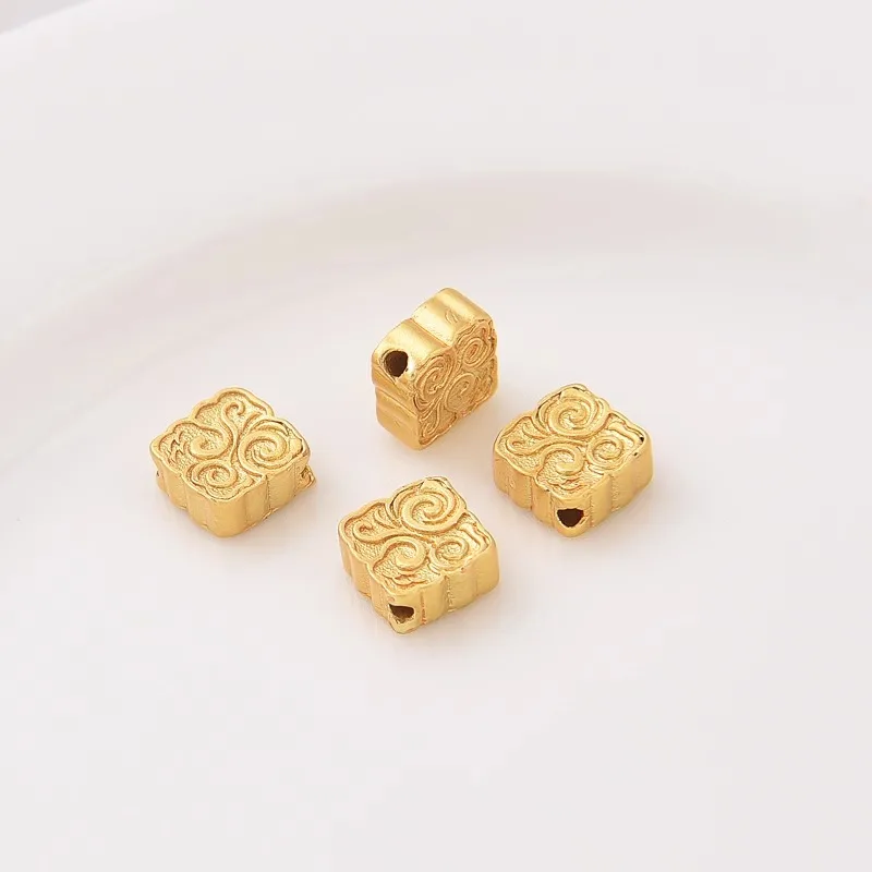 Manik-manik ember warna emas bodoh 18K buatan tangan diy tali manik gelang gelang busur transfer manik perhiasan dengan manik-manik