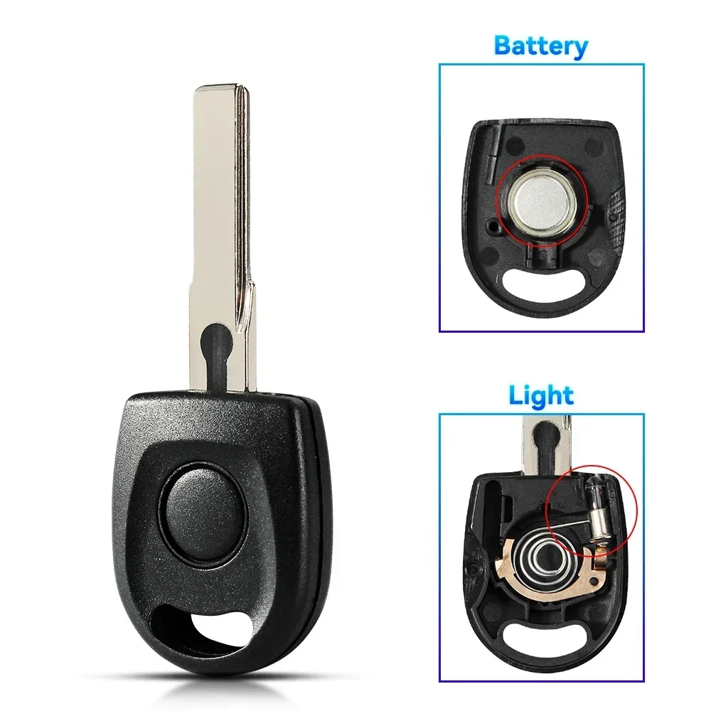 Dandkey กุญแจรถรับส่งสัญญาณ3ชิ้น, HU66กุญแจรถพร้อมแบตเตอรี่และไฟสำหรับ VW Volkswagen B5 Passat Golf Tiguan Octavia Bora POLO Sagitar