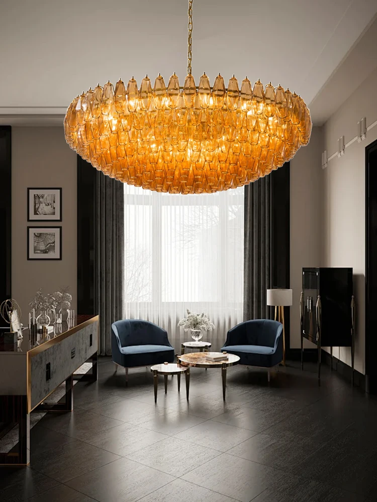 

American Style Murano Glass Lustre Colorful Wish Bottle Shades Electroplated Brass Silver Circular Dimmable Ceilings