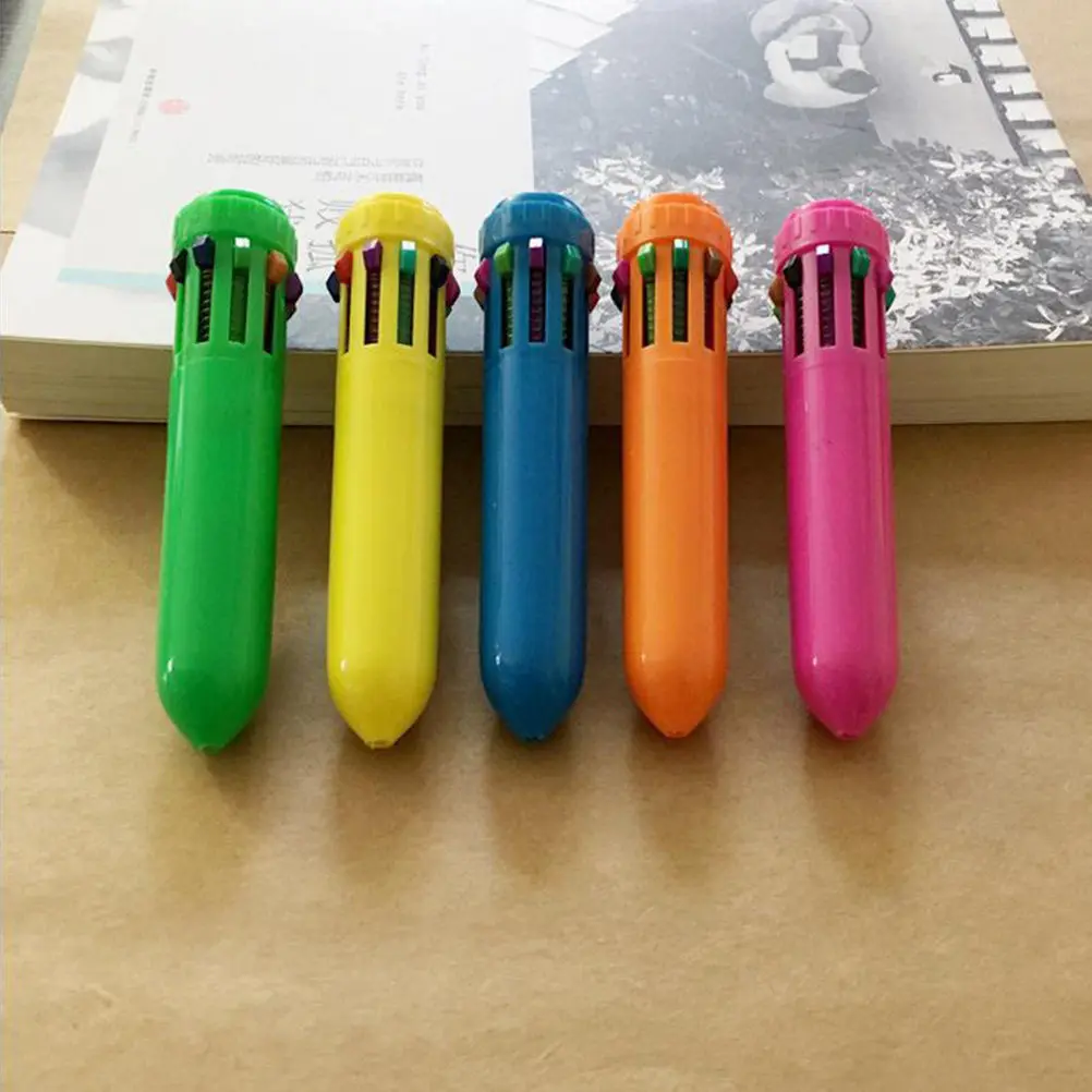 12 Pcs Ten-color Black Multiple Ballpoint Pens Cartoon Multicoloured 's