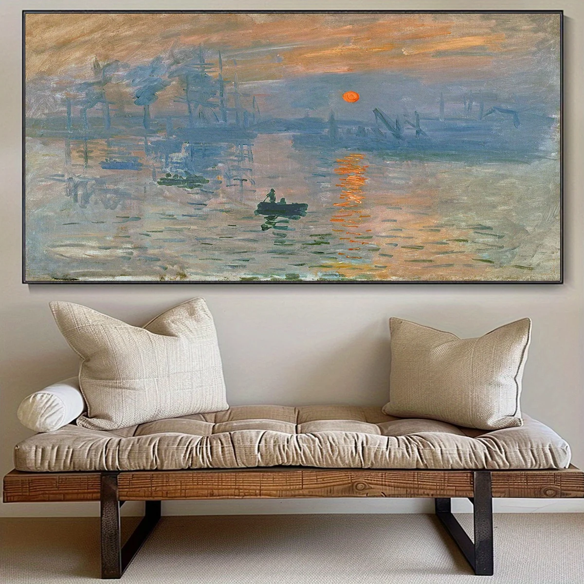 2D مسطح 1 قطعة شروق الشمس الانطباعي غير المؤطر - كلود - مونيه - ملصق قماش، الانطباعية - فن - نمط قماش جدار الفن، الفن