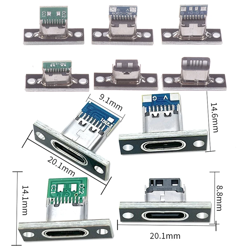 5-шт-Разъем-usb-31-типа-c-с-винтовой-крепежной-пластиной-type-c-usb-jack-31-type-c-2-контактный-4-контактный-гнездовой-разъем-Разъем-для-зарядки