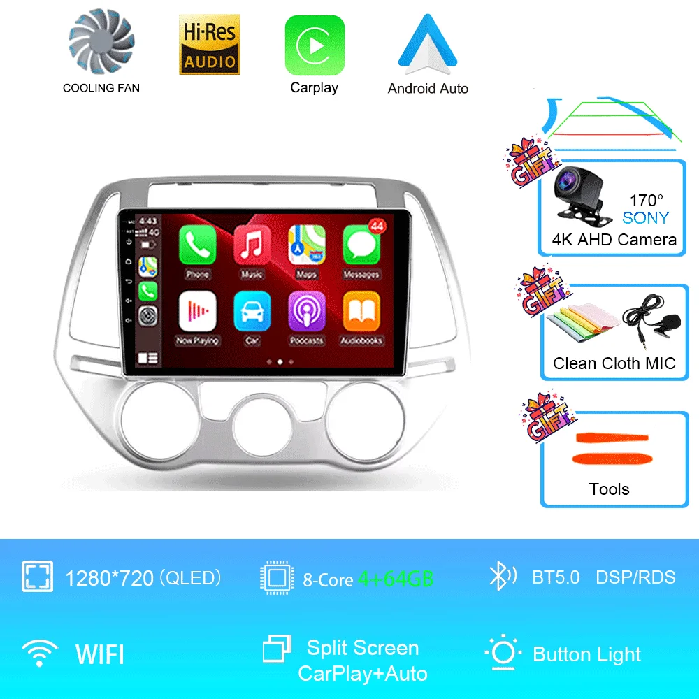 Android 16 Carplay Auto Multimedia Speler Autoradio voor Hyundai I20 2010 2012 2013 2014 DSP Autoradio GPS Stereo 2din Head Unit