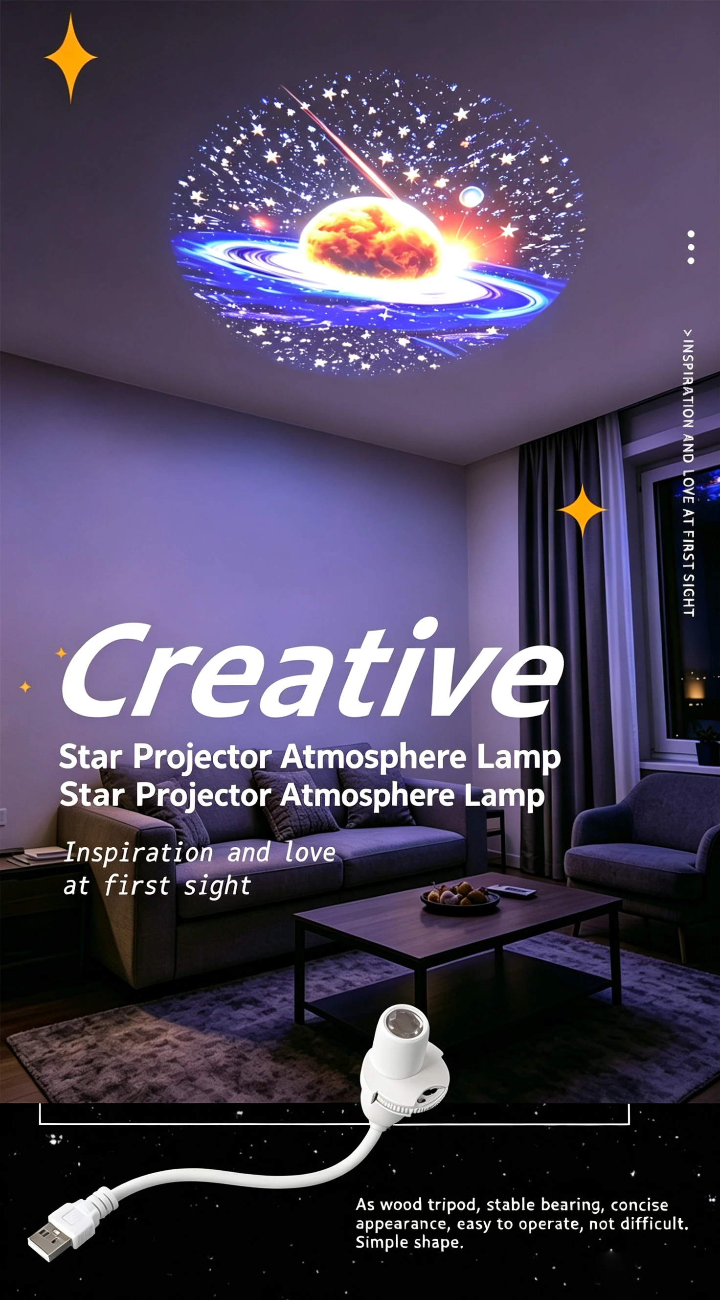 Mini USB Galaxy Star Projector Night Light 5/10/15 Patterns Clear Image With Film Starry Sky Ambient Light For Bedroom Car Decor