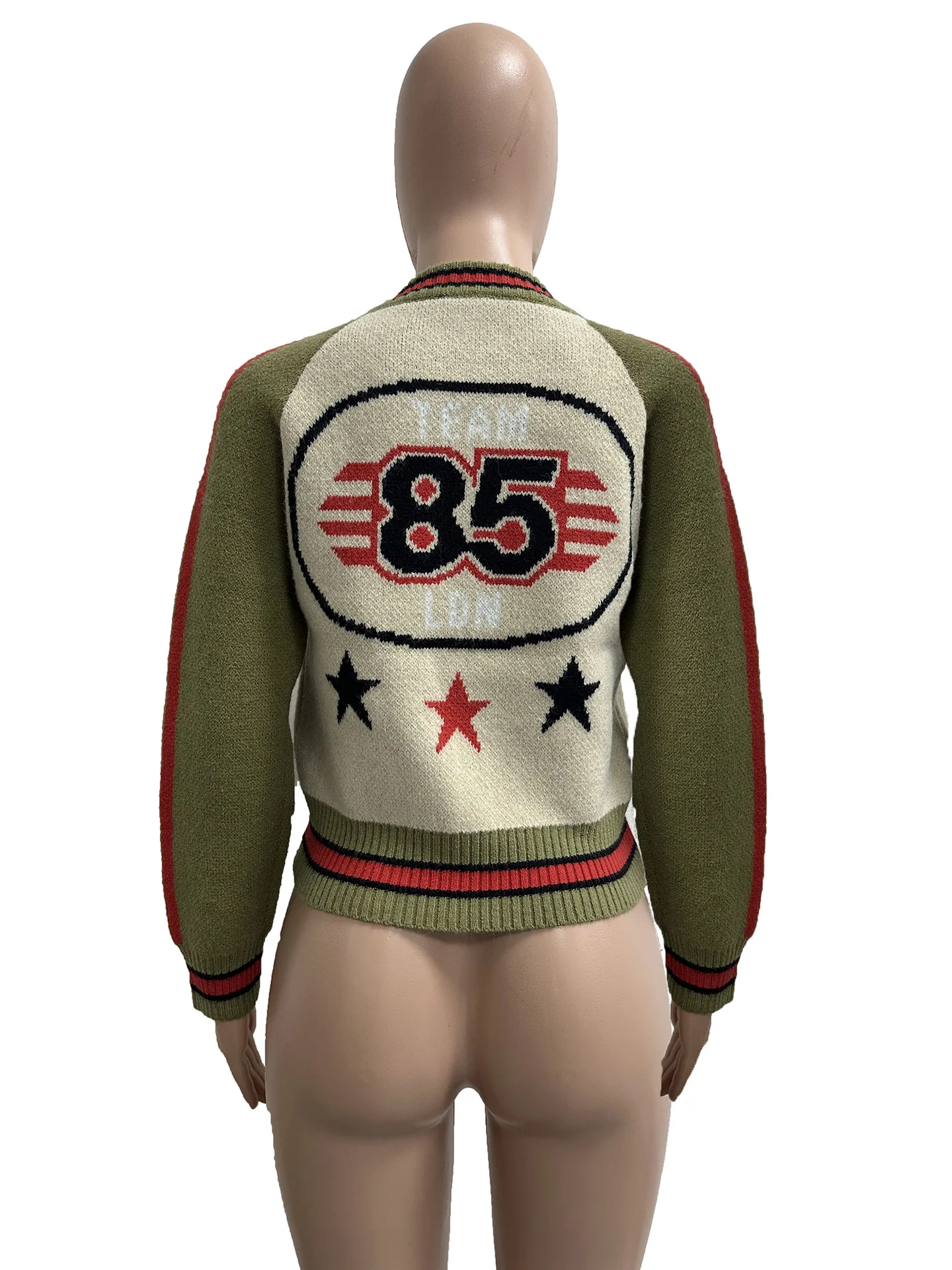 الشتاء محبوك سترة جاكيتات النساء المحاصيل اسكواش البيسبول معاطف Y2K الشارع الشهير 2025 الخريف رسالة سايبر جاكيتات معاطف تريكو #6