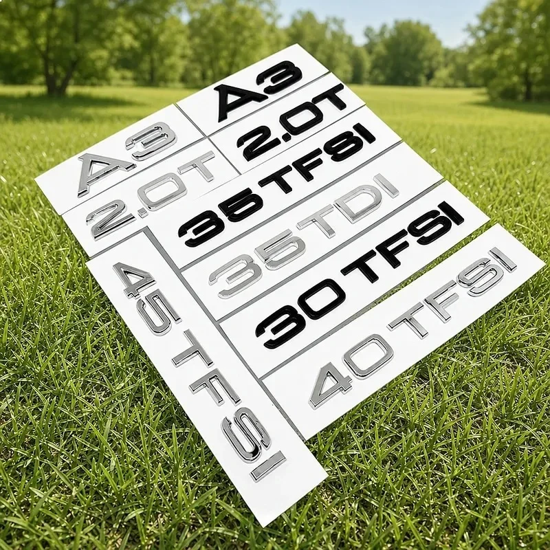 3D ABS Letters Numbers Car Rear Trunk Logo Emblem Badge for Audi A3 30TFSI 35TFSI 40TFSI 45TFSI 30TDI 35TDI 2.0T Nameplate