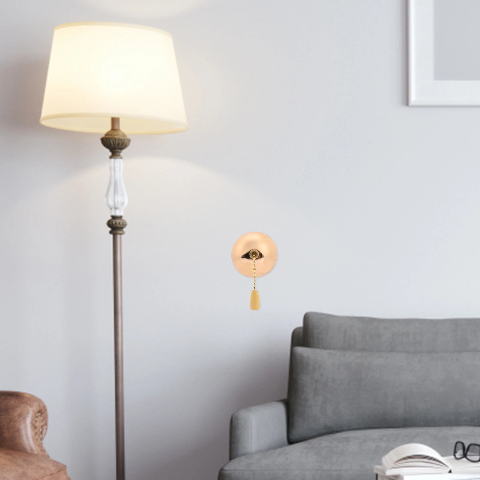

2Pcs Lamp Pull Switch Round Metal Chain Ceiling Fan Rope Replacement Durable Easy Install Detail Prevent Scratching
