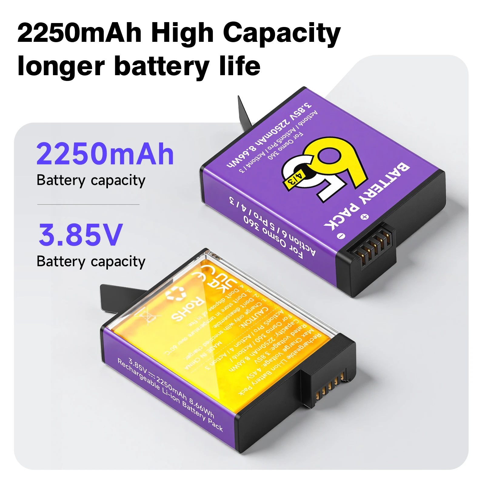 For DJI Osmo Action 6/5 Pro Battery Set 2250mAh Action 5 Pro 4 3 battery + 3 Slot Charger for Osmo 360 Sports Camera Accessories
