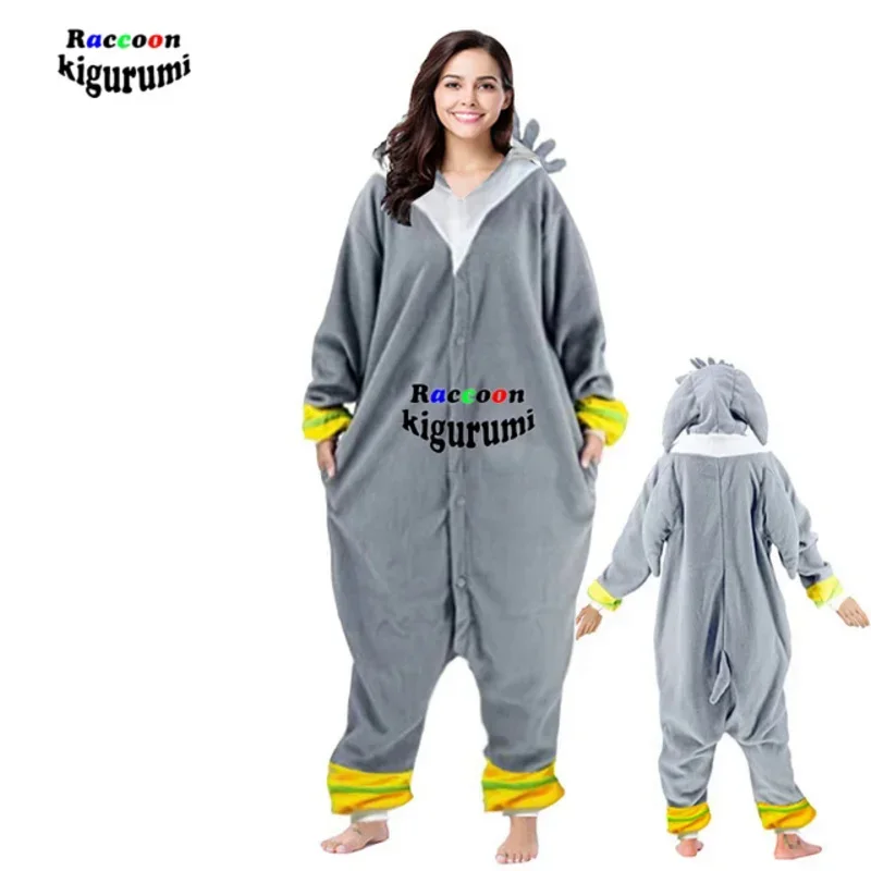 21 New Oversized XL Black Shadow Cartoon Pajamas Female Male Animal Adult Christmas Hedgehog Cosplay Raccoon Kigurumi