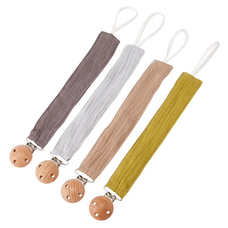 

Baby pacifier soother chain beechwood pacifier clip soothing baby cotton and linen ribbon pacifier rope cloth strip with anti-dr