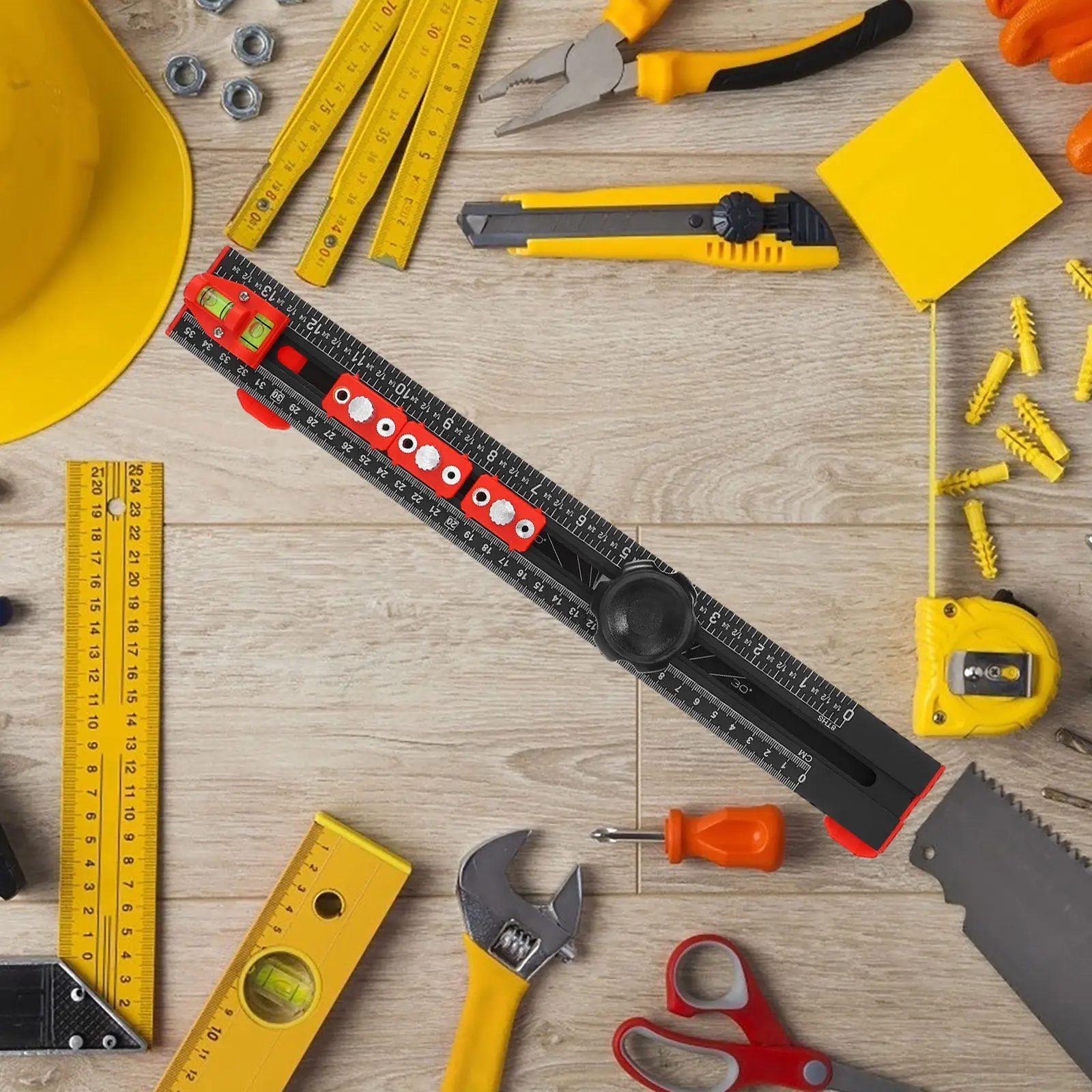 

Woodworking Precision Ruler Aluminum Alloy T-Shaped Angle Measuring Tool Hole Drilling Locating Carpenter Measuring Gauge