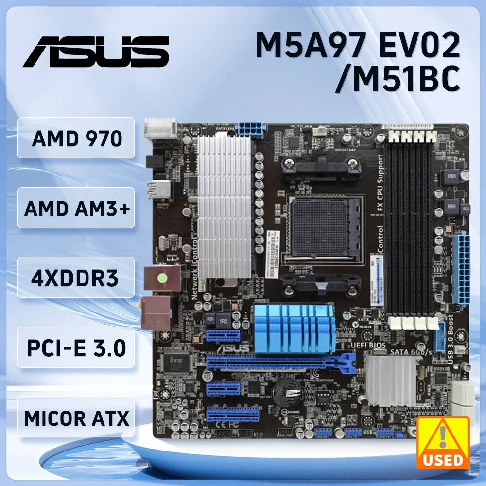 ASUS M5A97 EVO2/M52BC Motherboard Socket AM3+ AMD 970 DDR3 32GB support Athlon IIX2 265 460 cpu SATA III USB3.0 Micro ATX