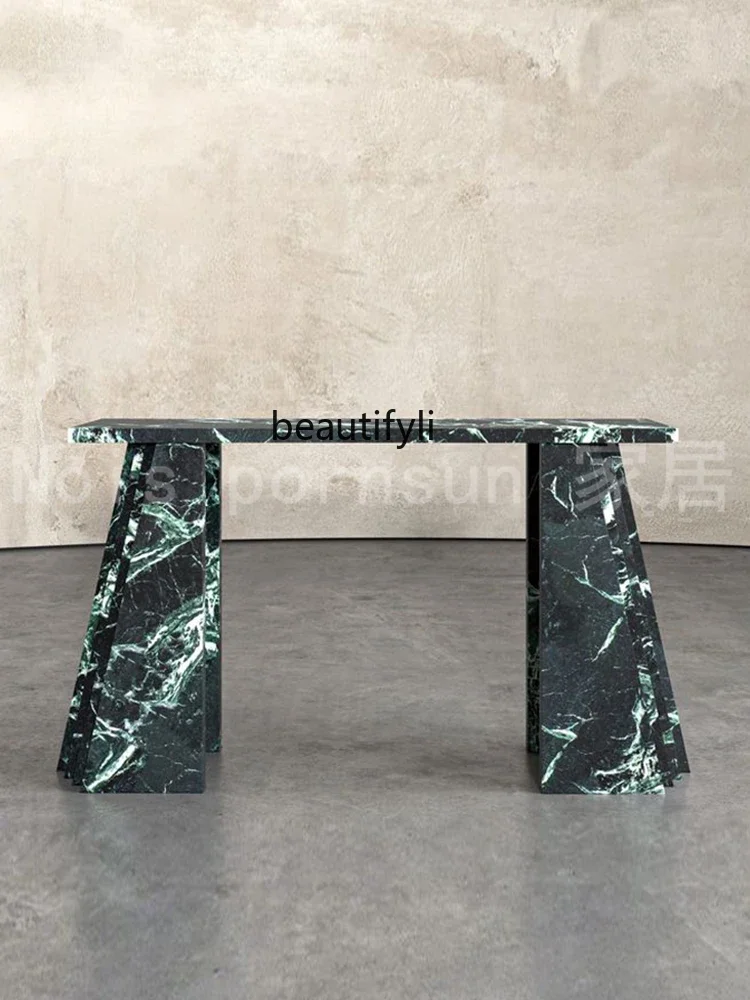 

Cy56 French light luxury natural marble entrance table, minimalist foyer entry living room, long and narrow decorative table