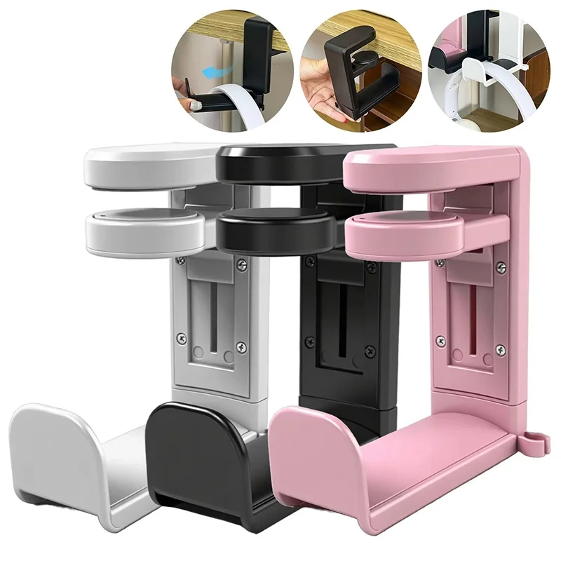 

No Punch Headset Holder Desktop Hook 360 Degree Rotating Headphones Hanging Stand For Home Office Desktop Organizer Accessories