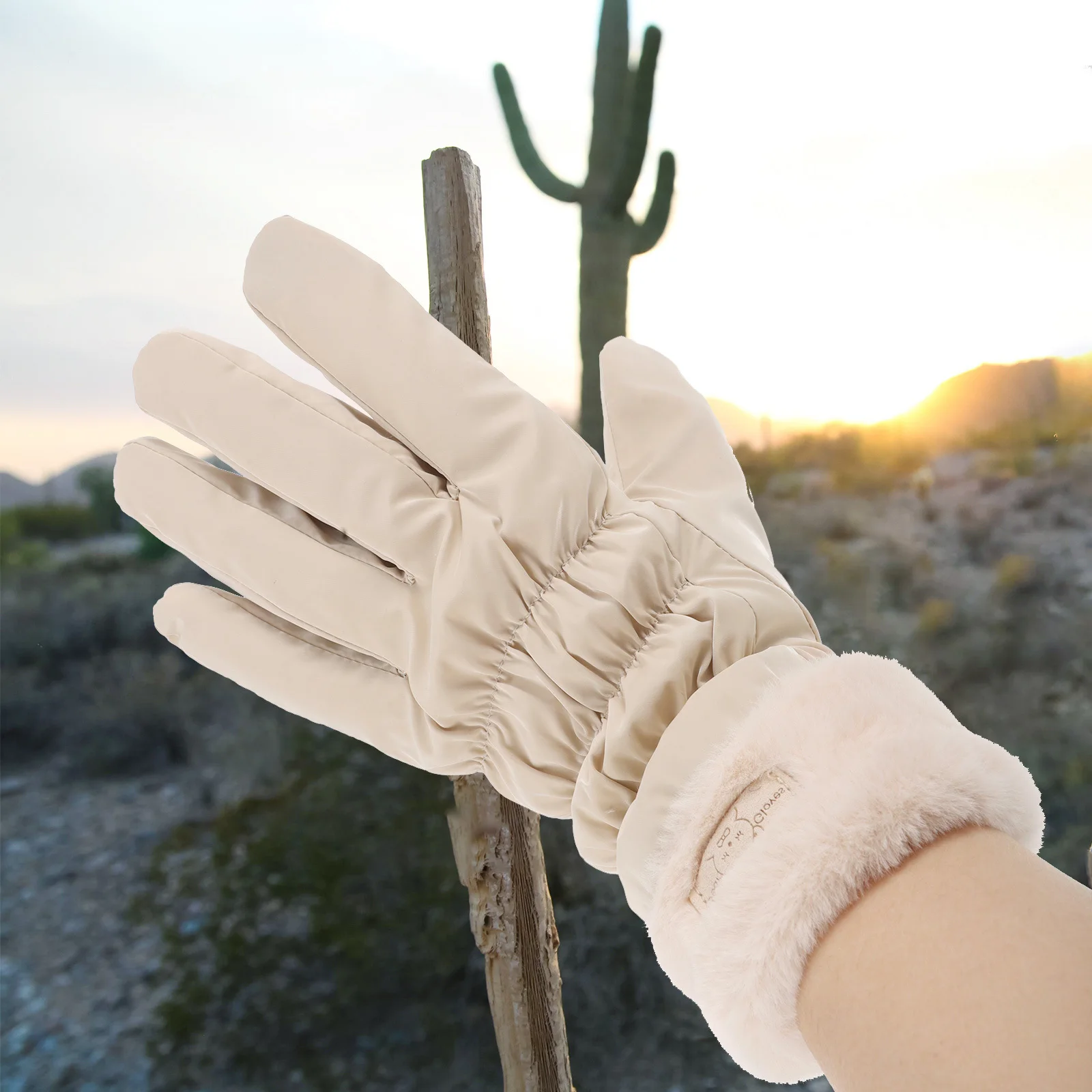 

1 Pair Women'S Screen Gloves Lined Waterproof Windproof Thermal Furry Cycling Hiking Winter Sports Outdoor Adventure