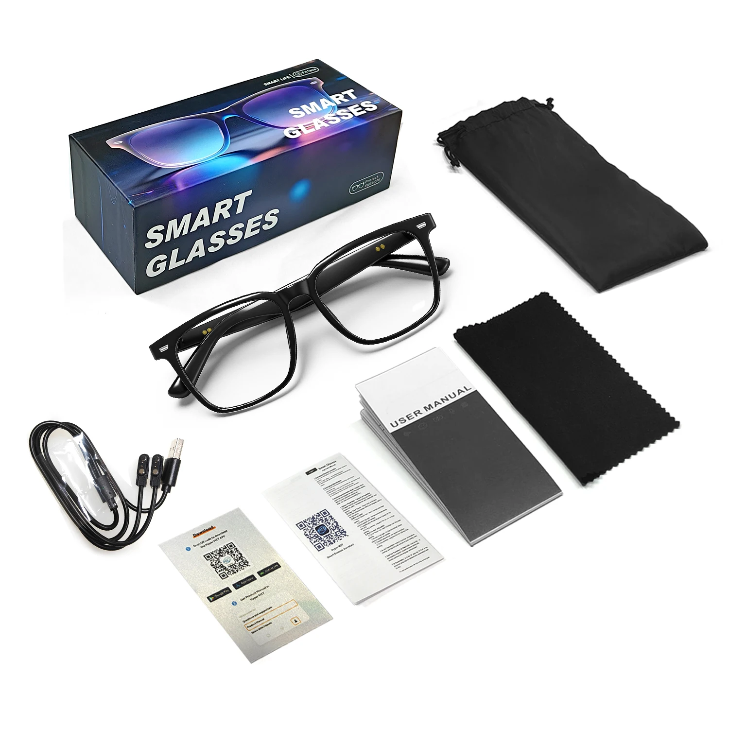 AI Translate Smart Glasses GM86 Bluetooth 5.4 Open Ear Audio Anti UV Touch Handsfree Call Business Outdoor Music Eyeglasses