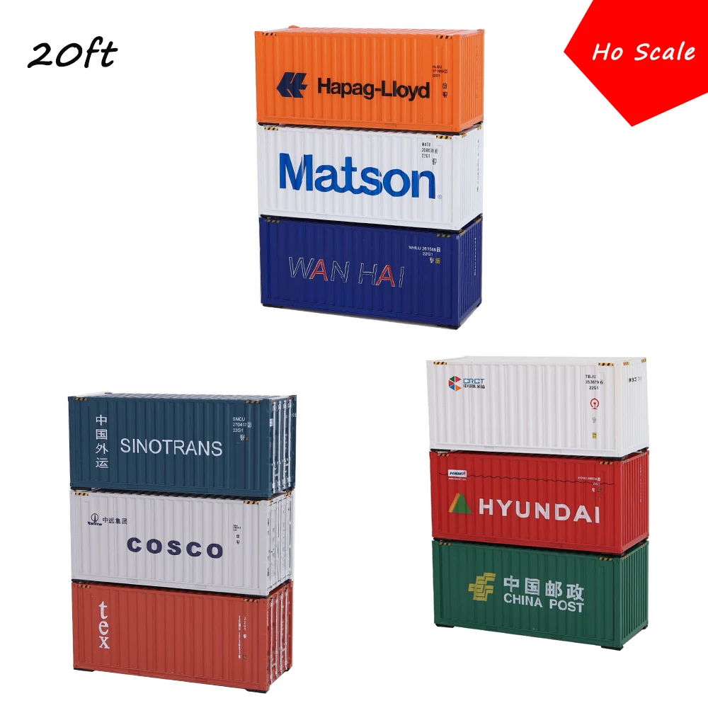 

1pc Ho Scale 1:87 20ft Miniature Container Model Shipping Cargo Box Railway Train Accessories Collection for Diorama