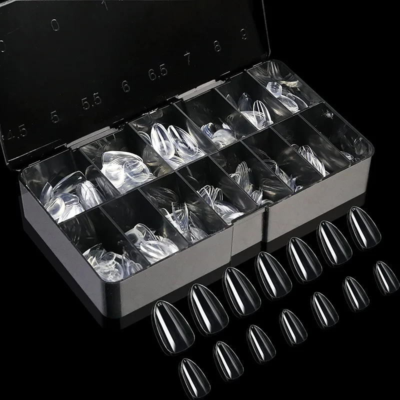 Boxed Transparent Fake Nails Mulit-Shaped Size Almond Coffin Press On Acrylic Nails For Manicure Art Extension Decoration