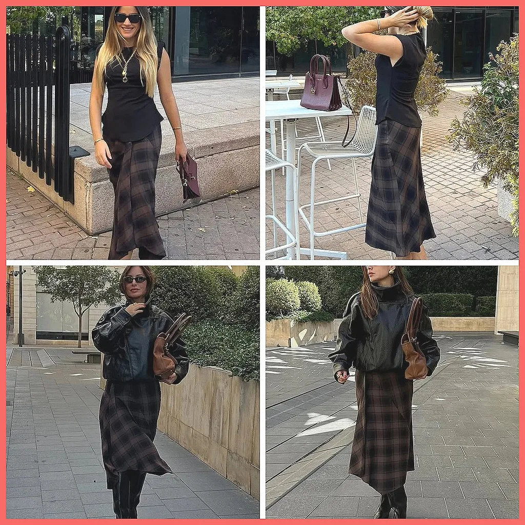 

Fashion Plaid Midi Skirt for Women, High Waist A-Line Pleated Skirt, Casual Spring Daily and Party Attire(72 characters)