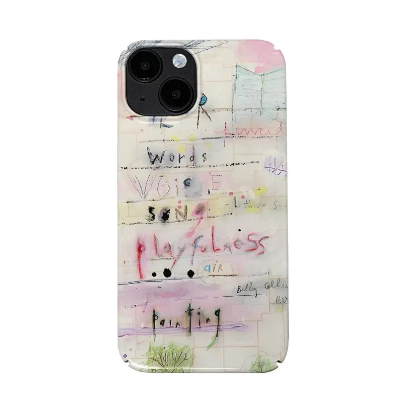 

INS Colorful Girl's Heart Notes Graffiti Case for IPhone 16E 15 14 13 Pro Max 12 Mini 11 Pro 16 Plus Shockproof Ultra Thin Cover