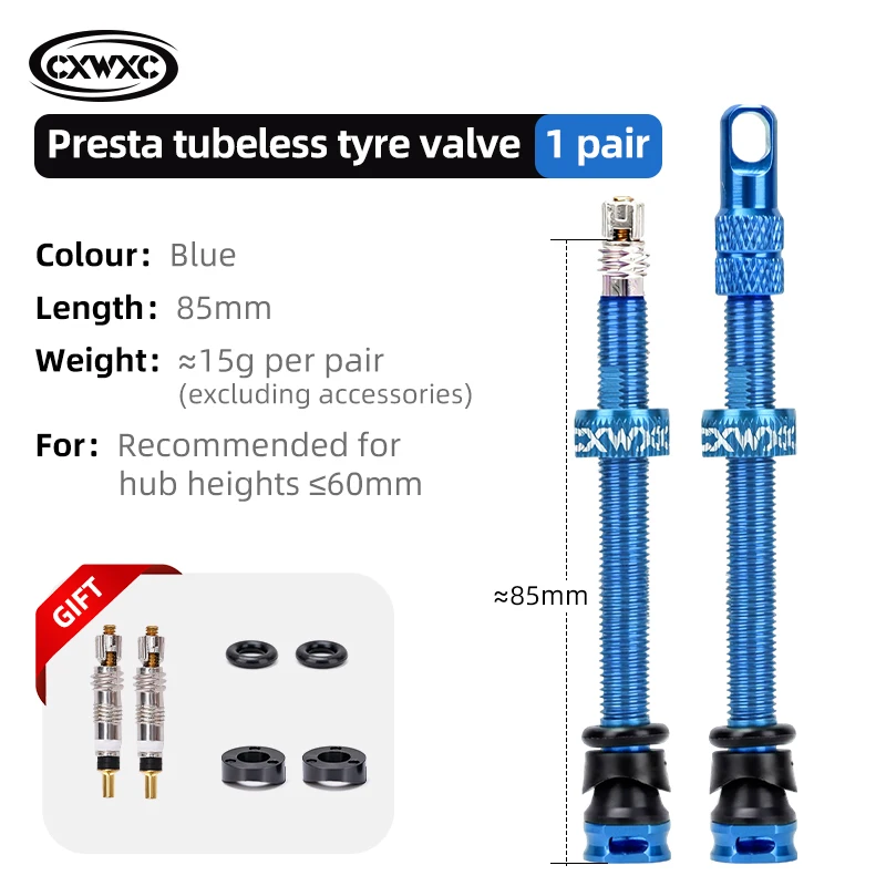 CXWXC 1 Paar Fiets Presta Ventiel 45/65/85mm Aluminium Ventiel Voor Tubeless Road/MTB/grindfiets Velg Ventiel Accessoires