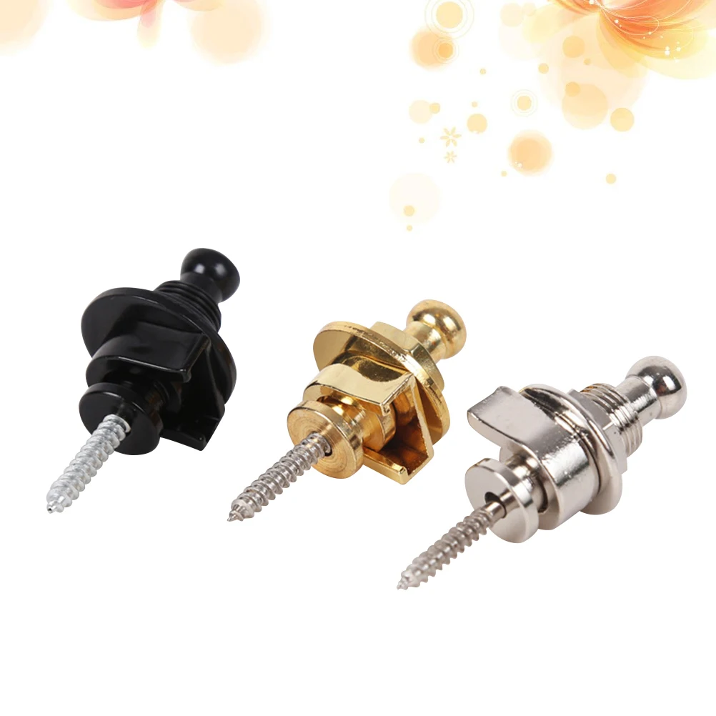 

6 Pcs Guitar Strap Buckle Accessories Electric Locks for Bass Blocks Brass Black