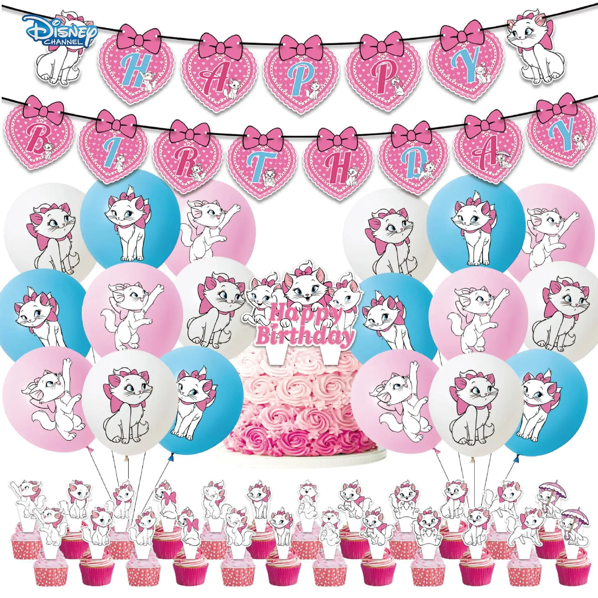 

Disney The Aristocats Marie Cat Theme Birthday Party Decoration Set Cartoon Marie Cat Party Banner Pull Up Party Supplies