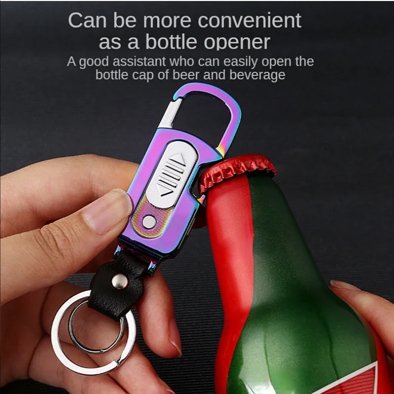 Flameless Lighter with Bottle Opener, Cigarette Lighter, Outdoor Keychain, USB Rechargeable, 4 in 1, Currency Detector Lamp