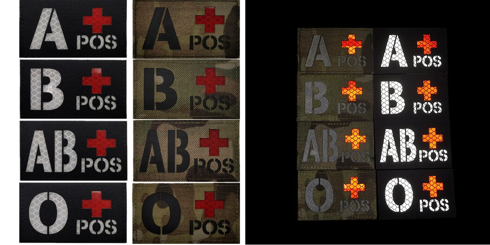 A B O Blood Type Night Tactical Patch Therapy Rescue Outdoor Badge Special Clothing Backpack Pendant Accessories Embroidery