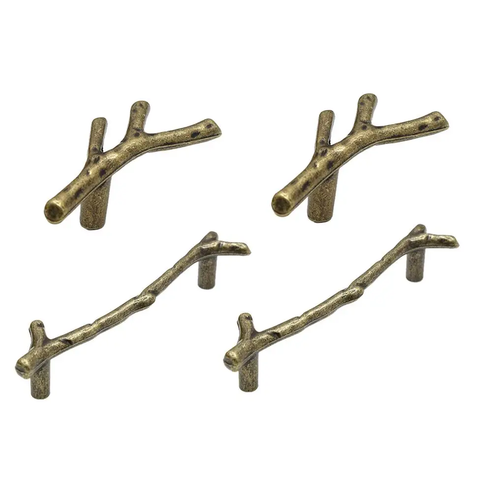 

4 Pcs Branch Shaped Handles Retro Copper Drawer Pulls Cabinet Hardware Knobs Furniture Accessories Durable Easy Install