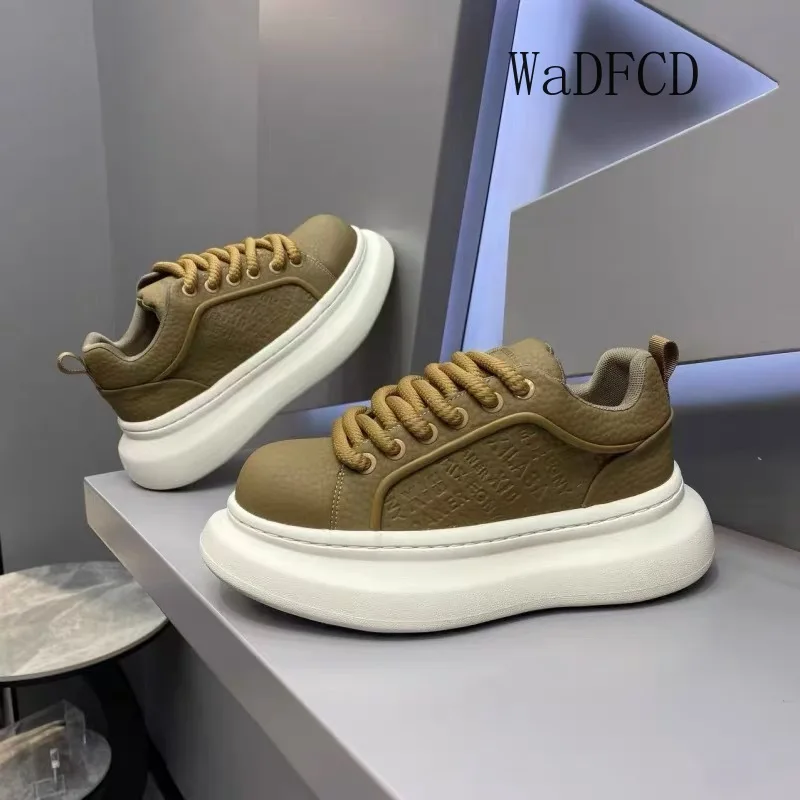 Chunky Sneakers Mens Original Designer White Board Shoes Fashion Casual Leather Breathable Height Increased Platform Sport Shoes view 4