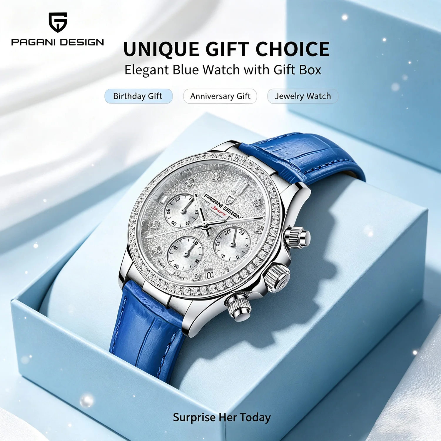 PAGANI DESIGN 36MM Classic Women Quartz Watch Japan TMI Movt Sapphire Fashion 100m Waterproof Ladies Dress Watches Reloj Mujer