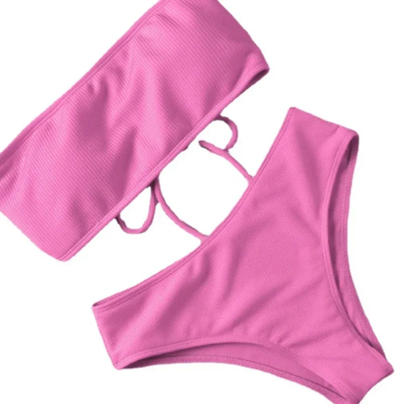 Conjunto de Bikini de verano para mujer, traje de baño Sexy con sujetador y Tanga lateral, traje de baño triangular para playa