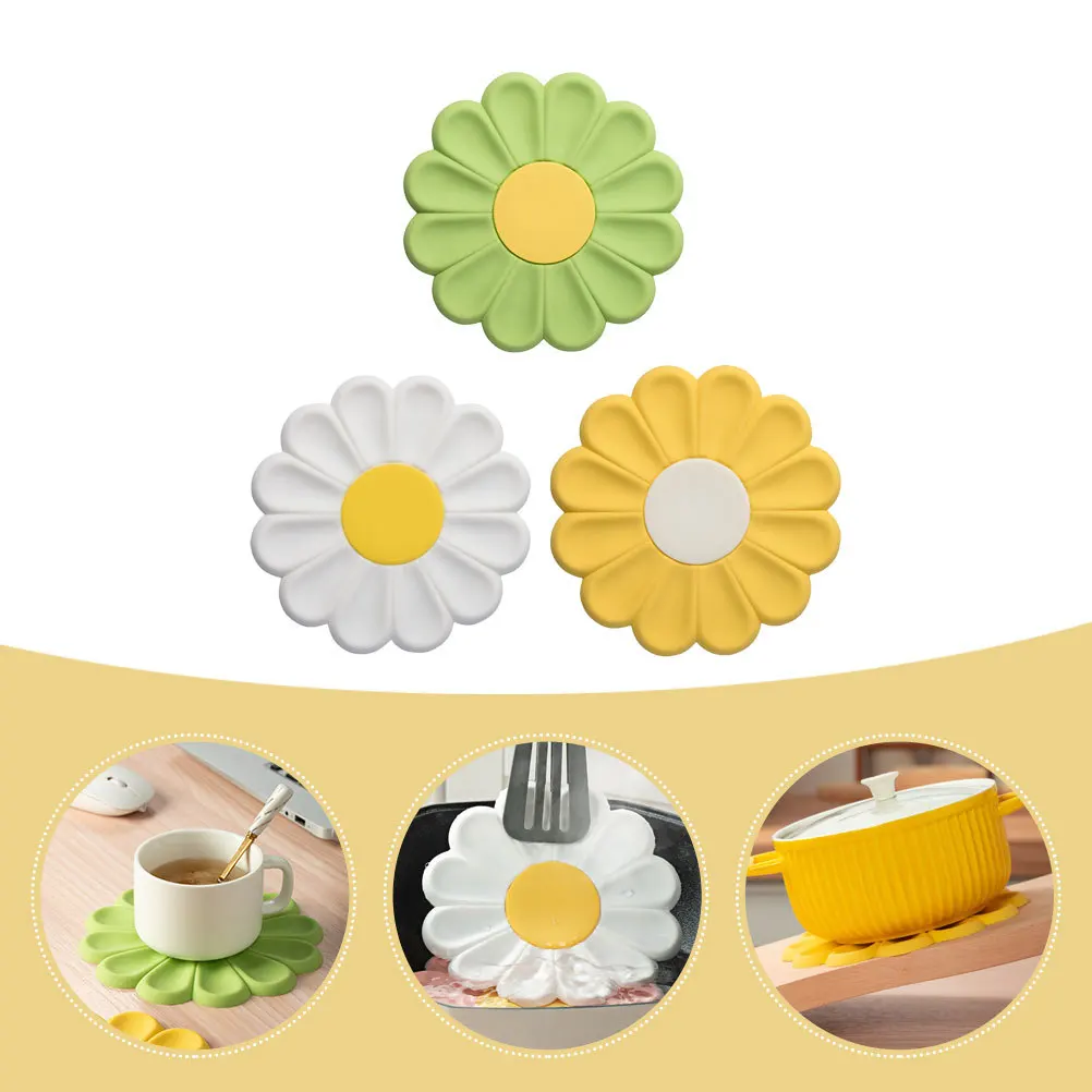 

3Pcs Reusable Silicone Trivet Mat Heat Insulating Dish Pad for Countertop Protection Multi-Purpose Kitchen Pot Accessory
