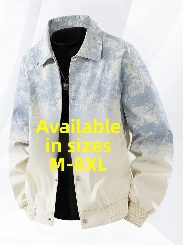 

aduated Casual Jaet Men's Spring Autumn American Trendy Brand Turn-down Collar plus Size Fat Guy Flight Jaet