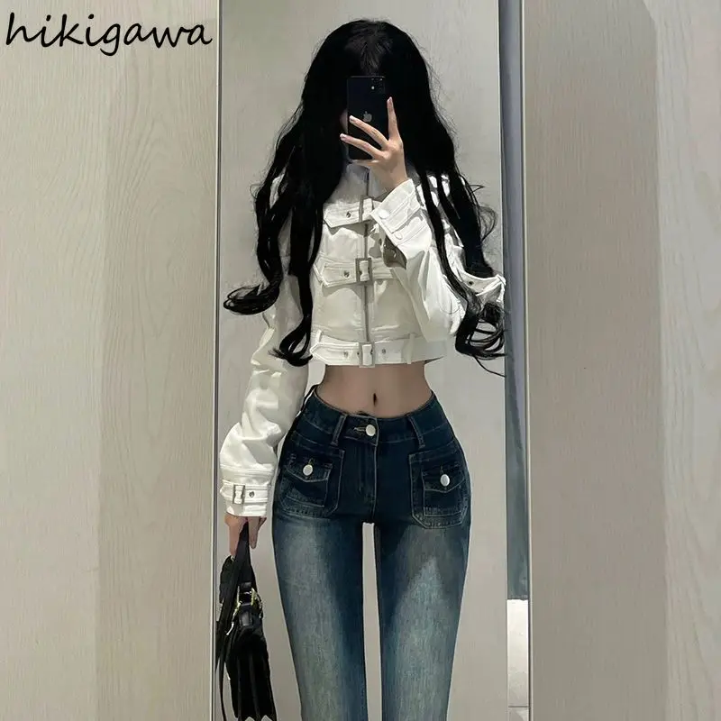 Harajuku Y2k Coat Women\'s Clothing Streetwear Vintage Short Leather Jacket for Women Crop Tops Fashion Casual Korean Outwear