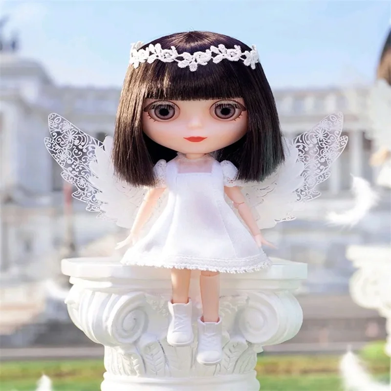 Genuine 15cm Blythe Lace Angel Forest Fairy Bunny Girl Joints Movable Doll Official Decoration Small Cloth Doll Christmas Gift