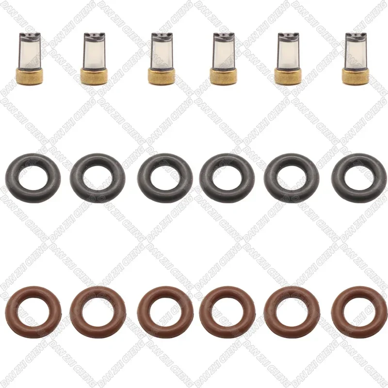 

6 set For Ford 4L3E-C5A 0280158044 Fuel Injector Service Repair Kit Filters Orings Seals Grommets