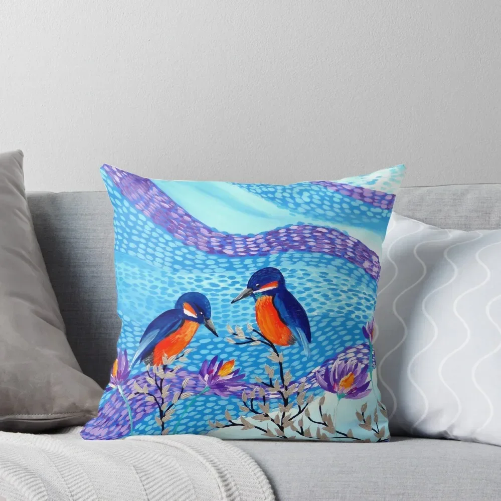 Kingfisher and Lilies Throw Pillow Custom Cushion Pillow Case Christmas Sofas Covers pillow