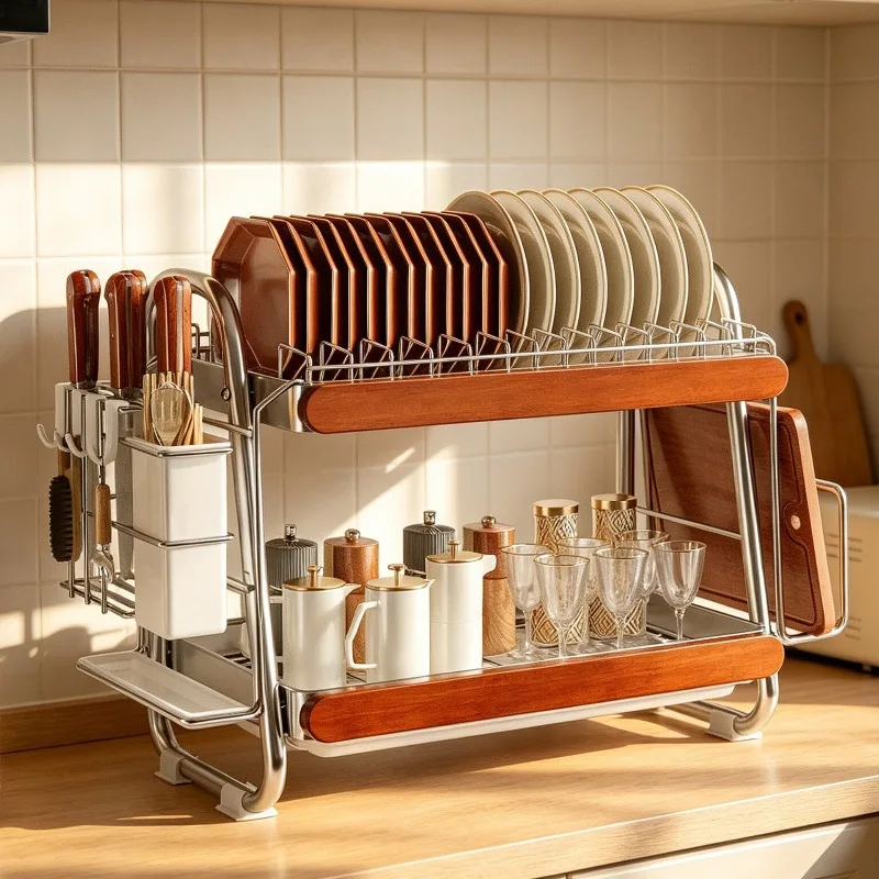 Medieval stainless steel dish storage rack, countertop dish rack, knife and chopstick tableware, kitchen drain bowl rack, rack