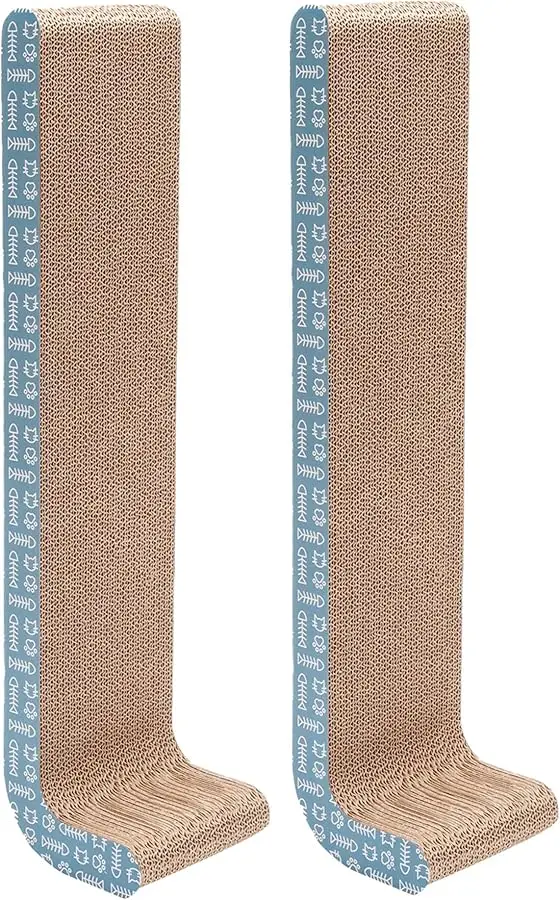 

Furhaven 2-Pack Scratching Boards w/ Catnip & Wall-Mounting Hooks for Indoor Cats, Reversible - Wall-Mounted Corrugated Cat Scra