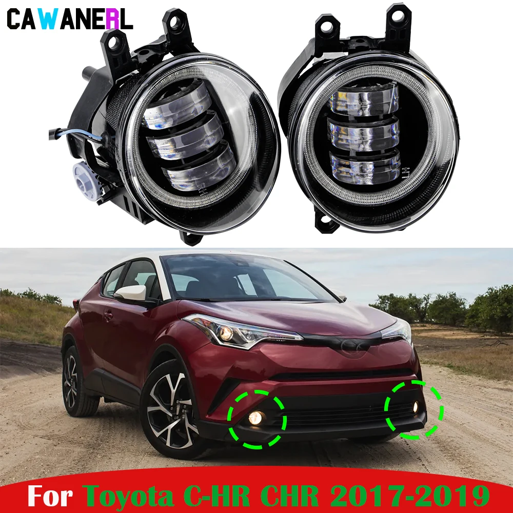

2 шт., 30 Вт, 6000 лм, автомобильные светодиодные противотуманные фары «ангельские глазки», дневной свет для Toyota C-HR CHR 2017 2018 2019 H11, автомобильные противотуманные фары DRL в сборе