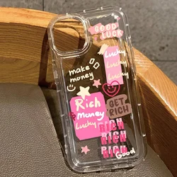 2024 Positive Energy Slogan Print Clear Case For iPhone 11 15 14 12 13 Pro Max Mini X XS Max XR 7 8 Plus SE2 Shockproof Cover