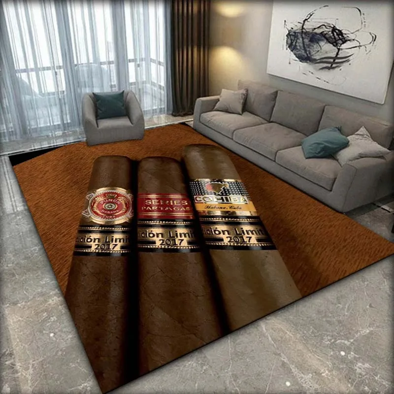 Tobacco Cigar Smoke Series Drink Area Rug,Carpet Rug for Living Room Bedroom Sofa Doormat Decoration,Kid Play Non-slip Floor Mat